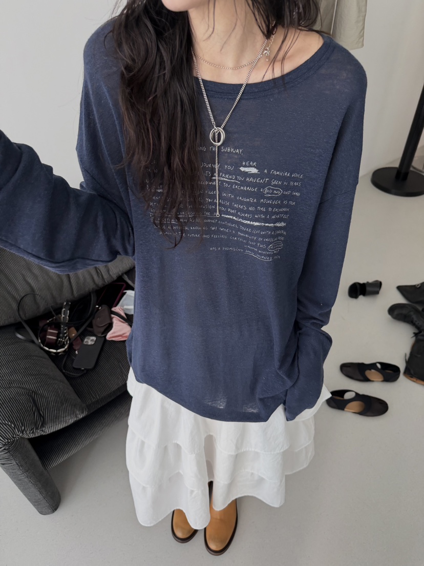 MINIMUZE東大門直郵女士新款休閑職業人氣推薦長袖T恤亞麻MINIMUZE長袖T恤