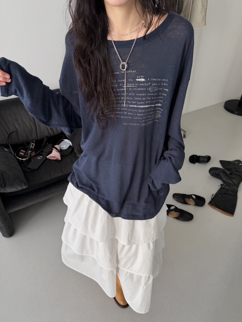 MINIMUZE東大門直郵女士新款休閑職業人氣推薦長袖T恤亞麻MINIMUZE長袖T恤