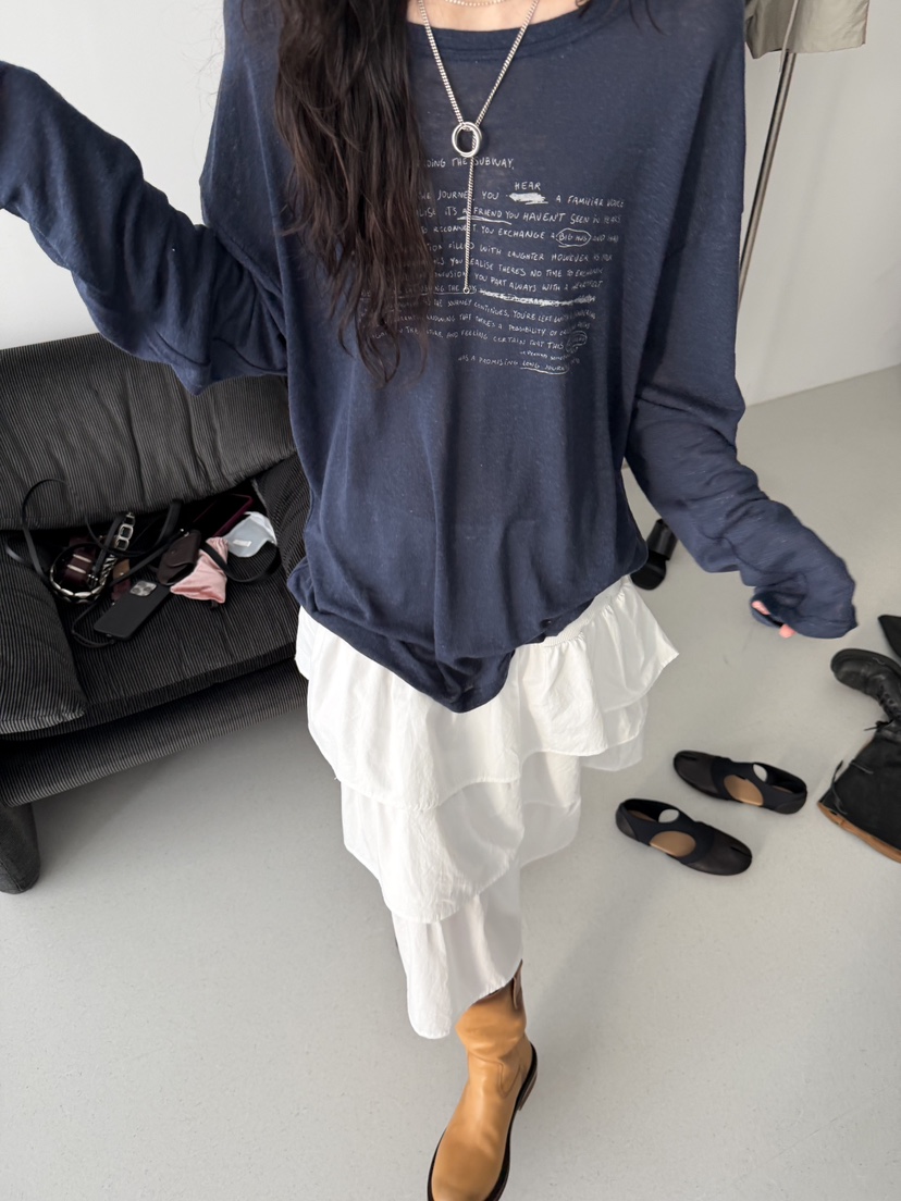 MINIMUZE東大門直郵女士新款休閑職業人氣推薦長袖T恤亞麻MINIMUZE長袖T恤