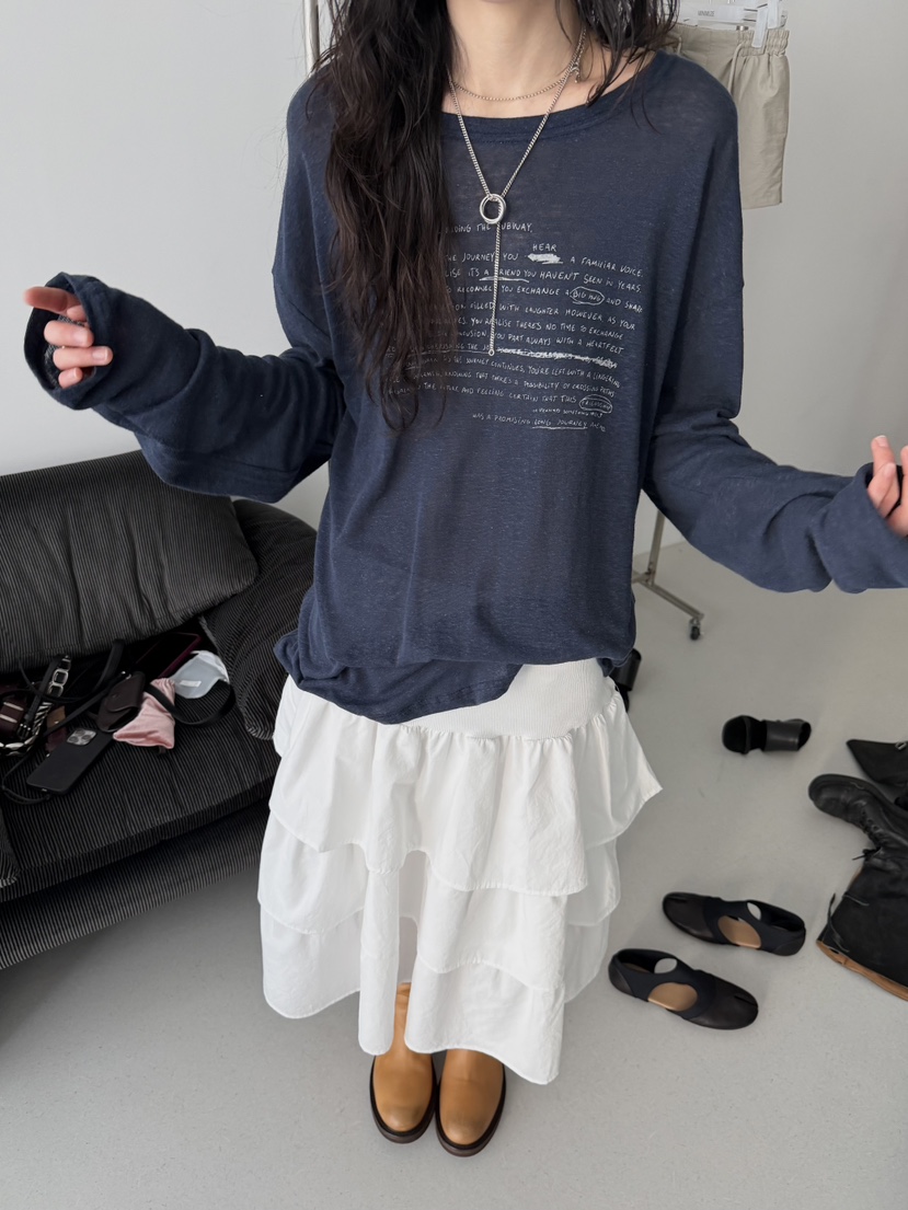 MINIMUZE東大門直郵女士新款休閑職業人氣推薦長袖T恤亞麻MINIMUZE長袖T恤