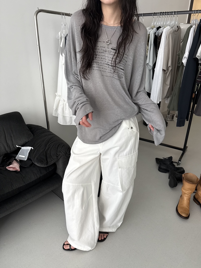 MINIMUZE東大門直郵女士新款休閑職業人氣推薦長袖T恤亞麻MINIMUZE長袖T恤