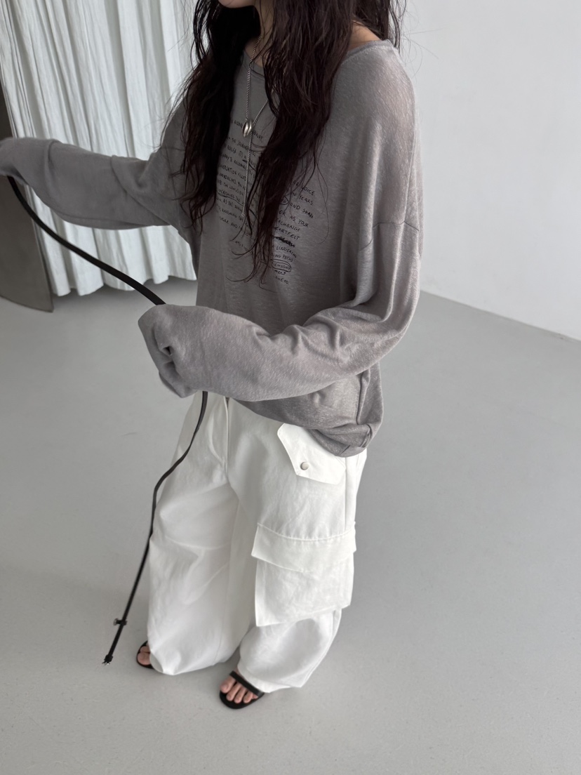 MINIMUZE東大門直郵女士新款休閑職業人氣推薦長袖T恤亞麻MINIMUZE長袖T恤