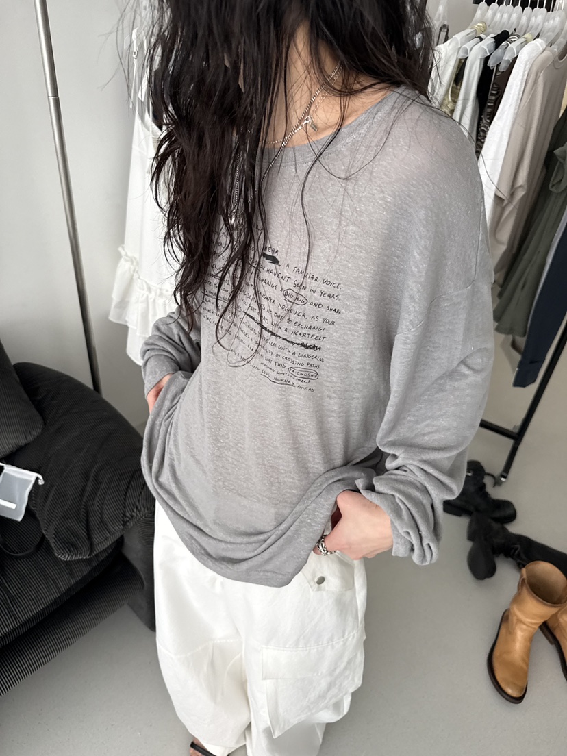 MINIMUZE東大門直郵女士新款休閑職業人氣推薦長袖T恤亞麻MINIMUZE長袖T恤