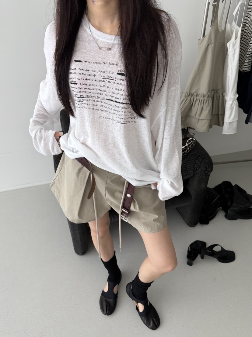 MINIMUZE東大門直郵女士新款休閑職業人氣推薦長袖T恤亞麻MINIMUZE長袖T恤