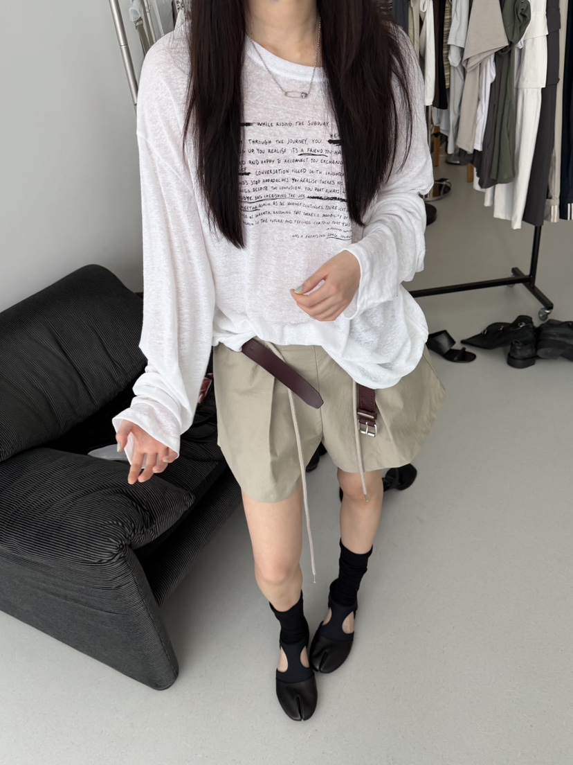 MINIMUZE東大門直郵女士新款休閑職業人氣推薦長袖T恤亞麻MINIMUZE長袖T恤