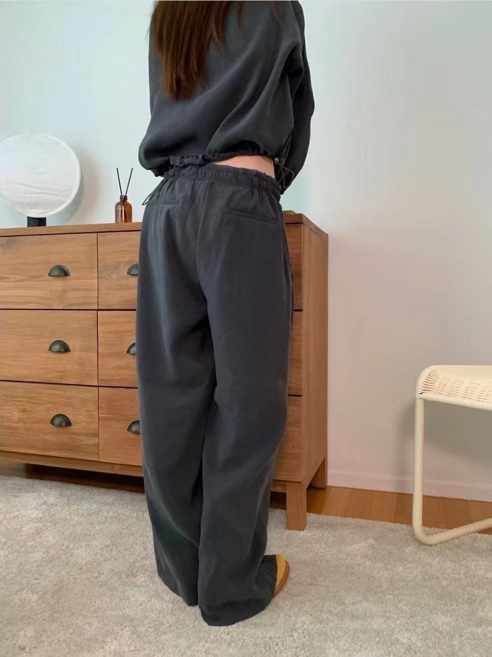 WEARRAW/WELL ROW韓國代購女士新款26春夏真品休閑褲纖維WEARRAW/WELL ROW休閑褲