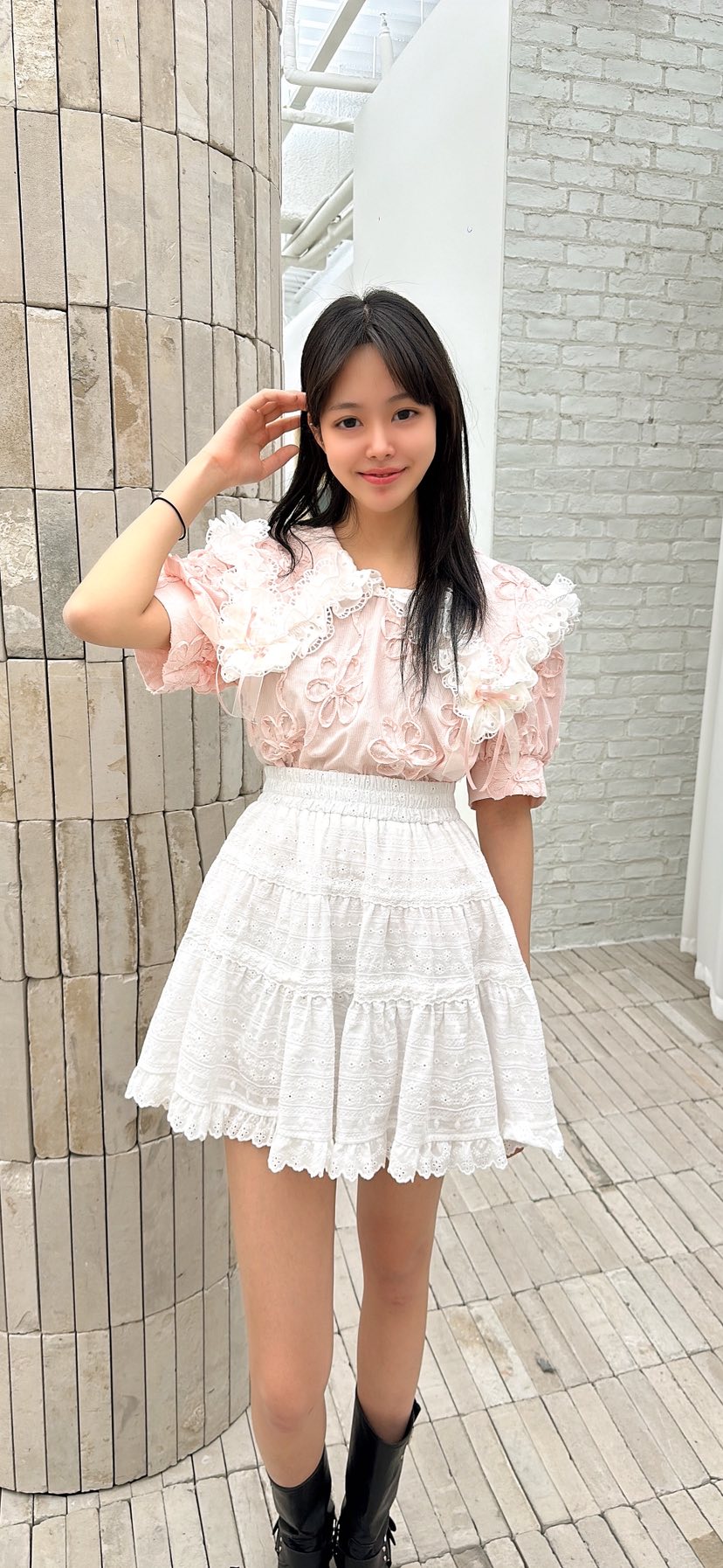 YARD韓國直郵女士新款推薦職業時尚26春夏襯衫蕾絲衫刺繡條紋YARD襯衫/蕾絲衫