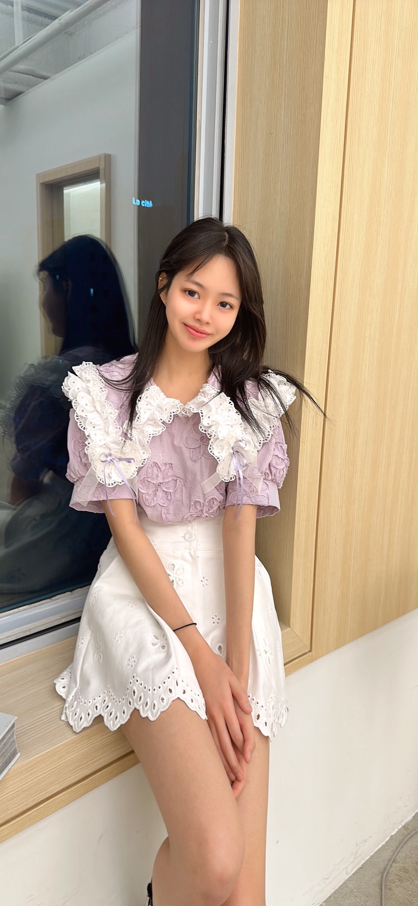 YARD韓國直郵女士新款推薦職業時尚26春夏襯衫蕾絲衫刺繡條紋YARD襯衫/蕾絲衫