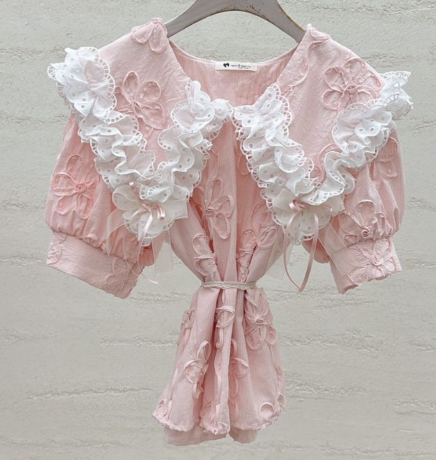 YARD韓國直郵女士新款推薦職業時尚26春夏襯衫蕾絲衫刺繡條紋YARD襯衫/蕾絲衫圖色1