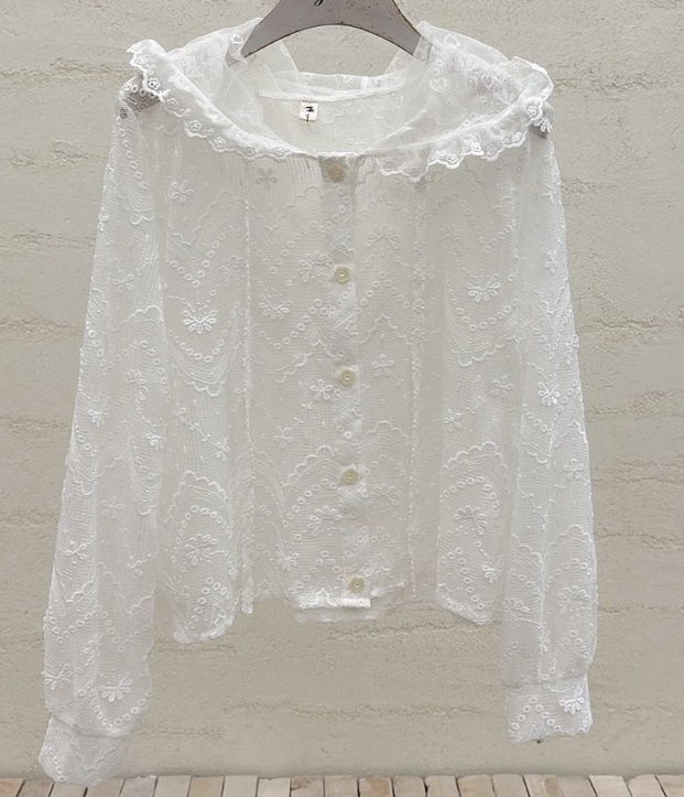 YARD韓國東大門代購女士新款休閑人氣熱賣襯衫蕾絲衫刺繡YARD襯衫/蕾絲衫圖色1