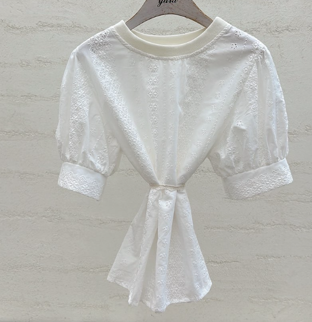 YARD韓國直郵實拍女裝新款時尚熱賣26春夏襯衫蕾絲衫刺繡棉質YARD襯衫/蕾絲衫圖色2