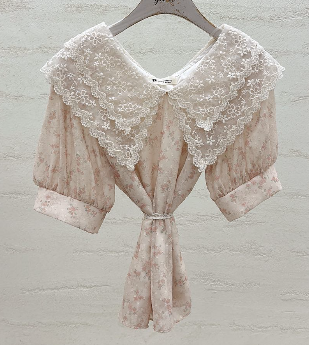 YARD韓國直郵女裝新款26春夏熱賣休閑推薦襯衫蕾絲衫刺繡YARD襯衫/蕾絲衫圖色1