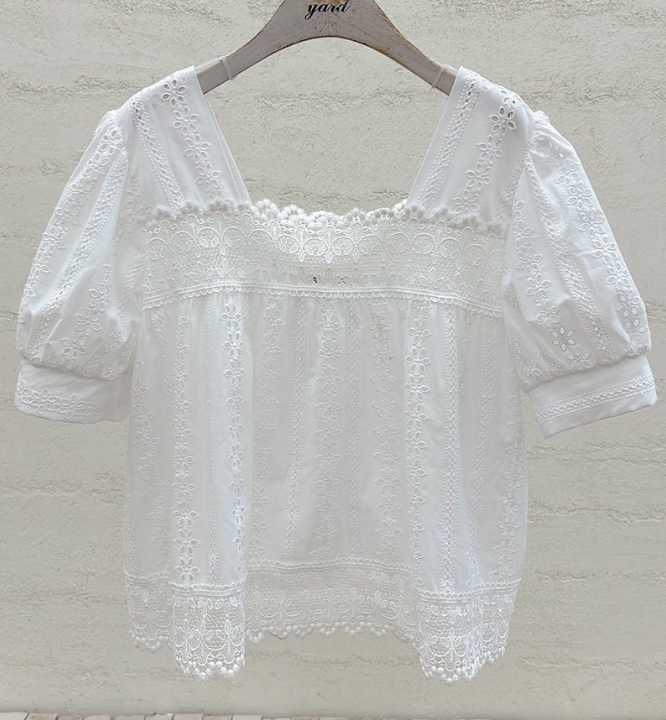 YARD韓國東大門直郵女士新品熱賣職業推薦襯衫蕾絲衫刺繡YARD襯衫/蕾絲衫圖色1