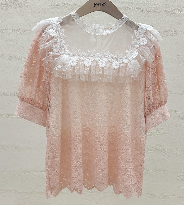 YARD韓國直郵實拍女裝新品休閑熱賣人氣職業時尚襯衫蕾絲衫YARD襯衫/蕾絲衫圖色1