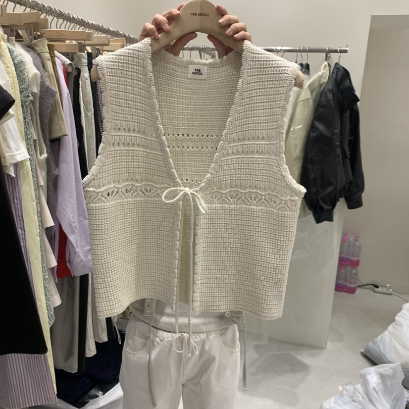 FRE韓國直郵女士新款26春夏人氣推薦馬甲不含內搭鉤針編織FRE SEOUL馬甲圖色1