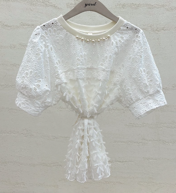 YARD韓國直郵實拍女士新款人氣休閑推薦熱賣襯衫蕾絲衫流蘇YARD襯衫/蕾絲衫圖色2