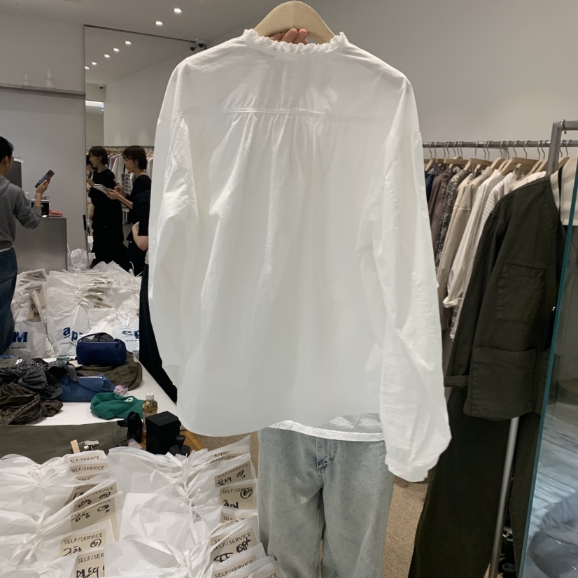 SELF SERVICE韓國代購女士新品職業推薦襯衫蕾絲衫荷葉邊SELF SERVICE襯衫/蕾絲衫