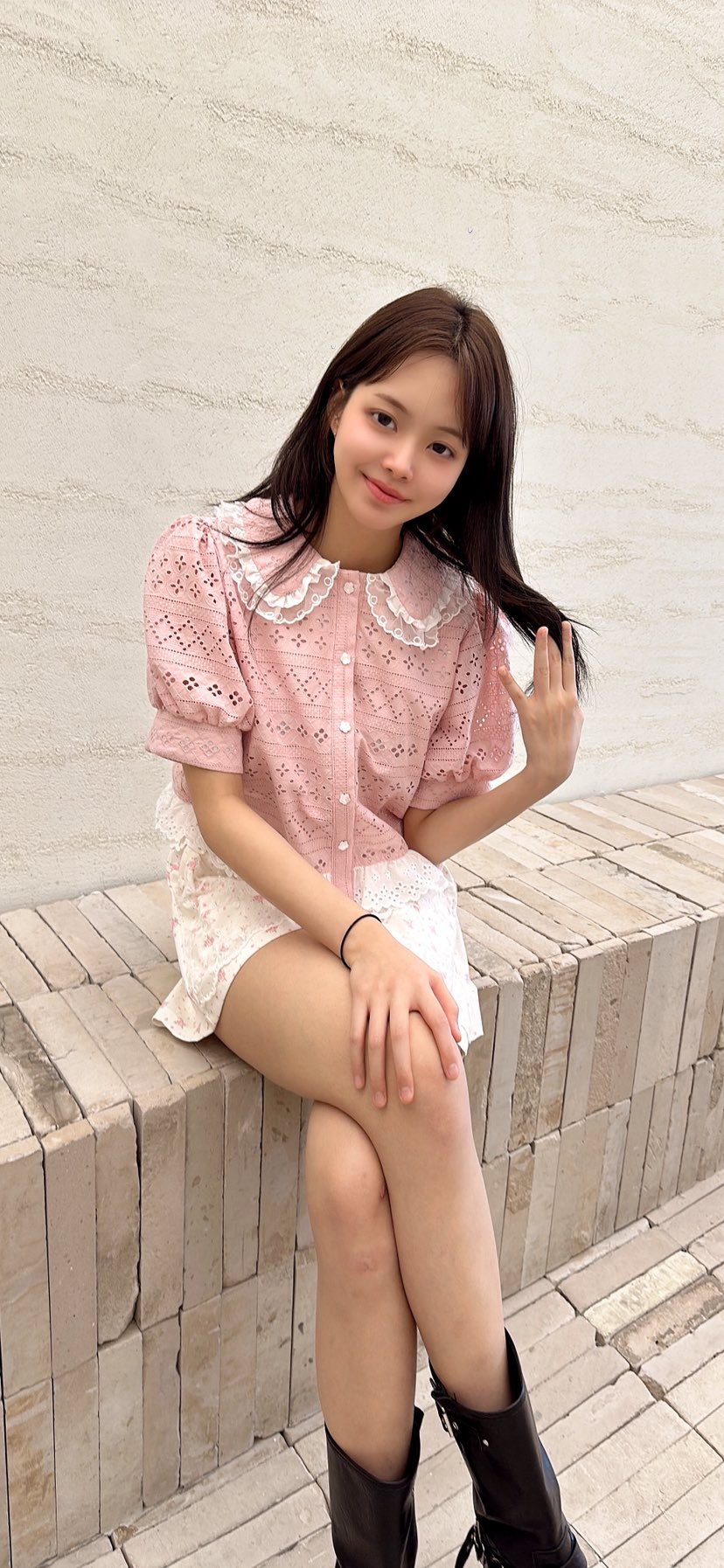 YARD韓國代購女裝新款26春夏熱賣時尚襯衫蕾絲衫刺繡圓領YARD襯衫/蕾絲衫