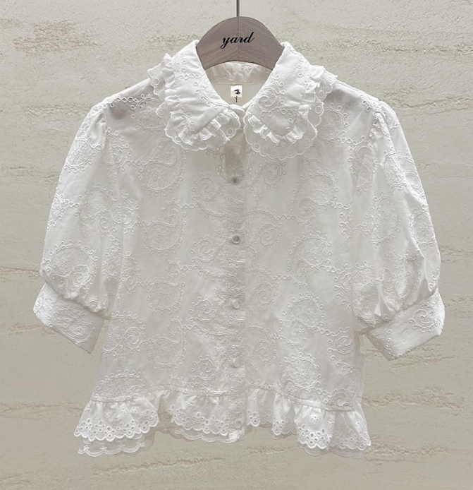 YARD韓國直郵實拍女裝新款時尚休閑26春夏推薦襯衫蕾絲衫YARD襯衫/蕾絲衫圖色1