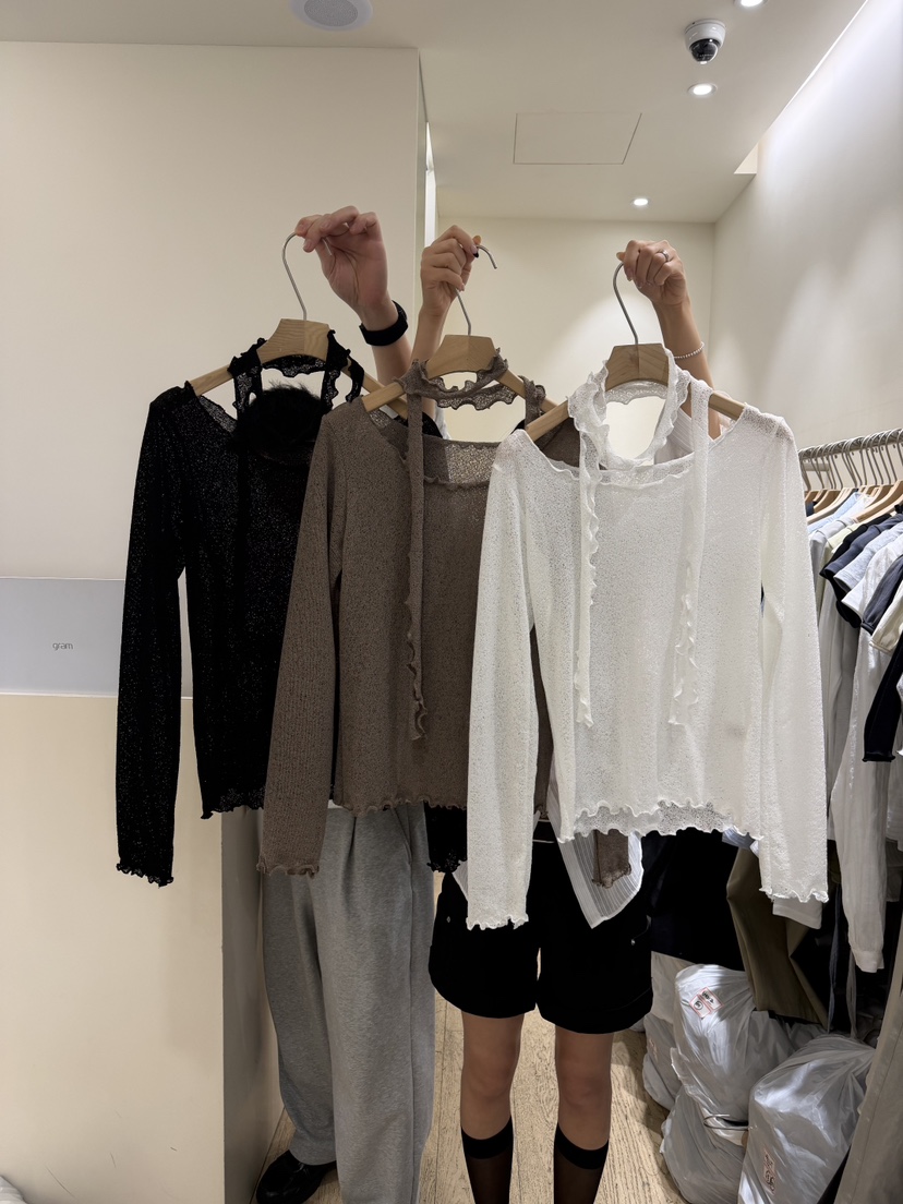 FLOWER-L韓國直郵實拍女士新品熱賣時尚26春夏長袖T恤含脖帶FLOWER-L長袖T恤