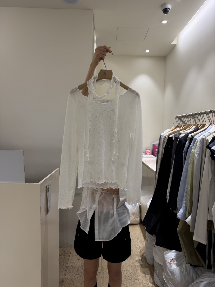 FLOWER-L韓國直郵實拍女士新品熱賣時尚26春夏長袖T恤含脖帶FLOWER-L長袖T恤圖色1