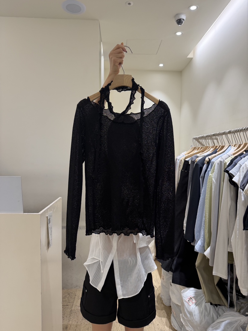 FLOWER-L韓國直郵實拍女士新品熱賣時尚26春夏長袖T恤含脖帶FLOWER-L長袖T恤圖色2