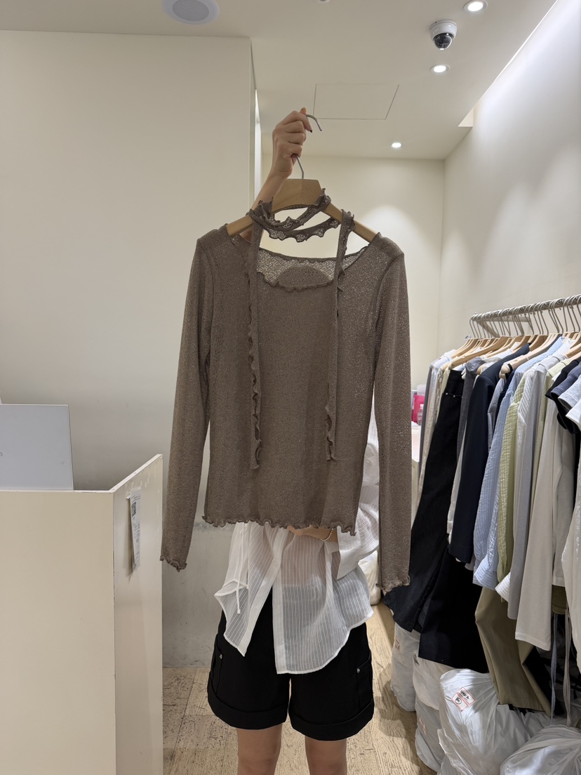 FLOWER-L韓國直郵實拍女士新品熱賣時尚26春夏長袖T恤含脖帶FLOWER-L長袖T恤圖色3