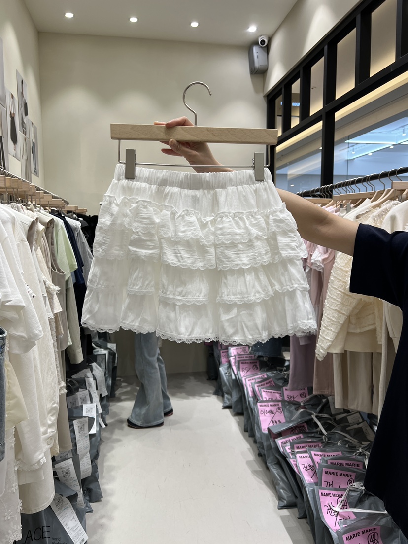 MARIE MARIE韓國東大門直郵女裝新品26春夏短裙荷葉邊蕾絲MARIE MARIE短裙