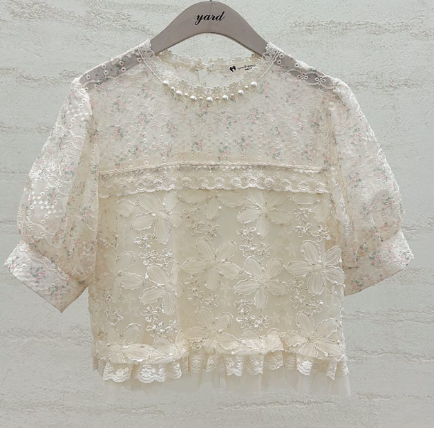YARD韓國東大門直郵女士新品熱賣人氣推薦襯衫蕾絲衫刺繡YARD襯衫/蕾絲衫圖色1