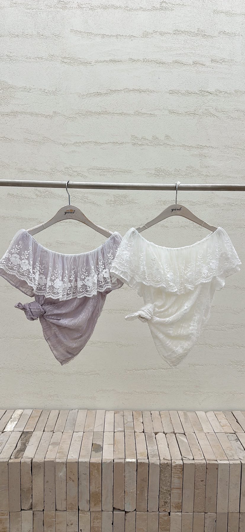 YARD韓國直郵實拍女裝新款26春夏襯衫蕾絲衫荷葉邊刺繡雪紡YARD襯衫/蕾絲衫