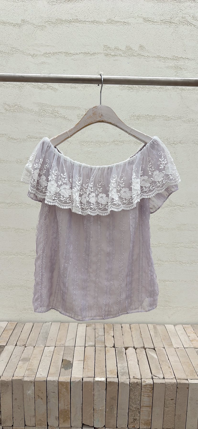 YARD韓國直郵實拍女裝新款26春夏襯衫蕾絲衫荷葉邊刺繡雪紡YARD襯衫/蕾絲衫