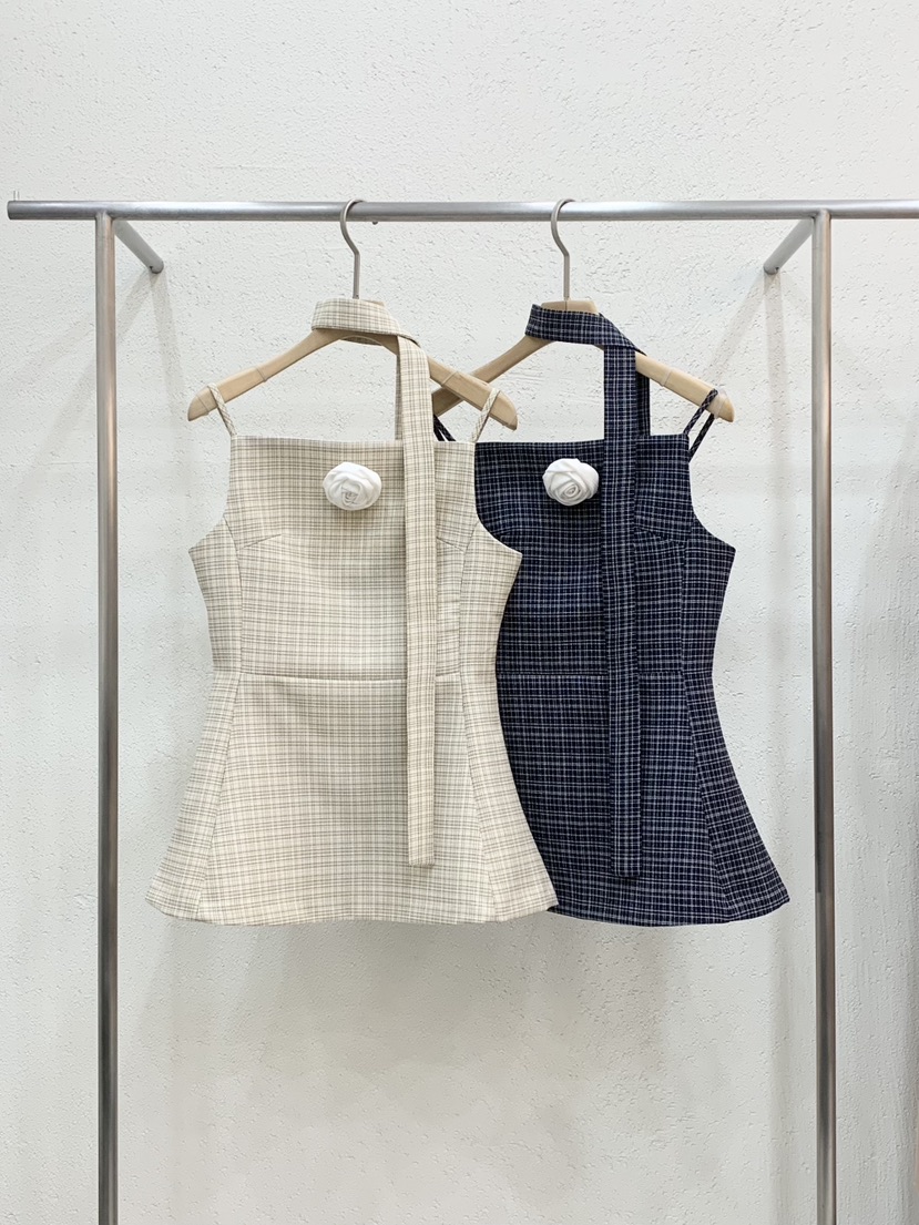 LIGHT AND SALT韓國直郵實拍女裝新品推薦吊帶背心含脖帶含飾品粗花呢LIGHT AND SALT吊帶/背心