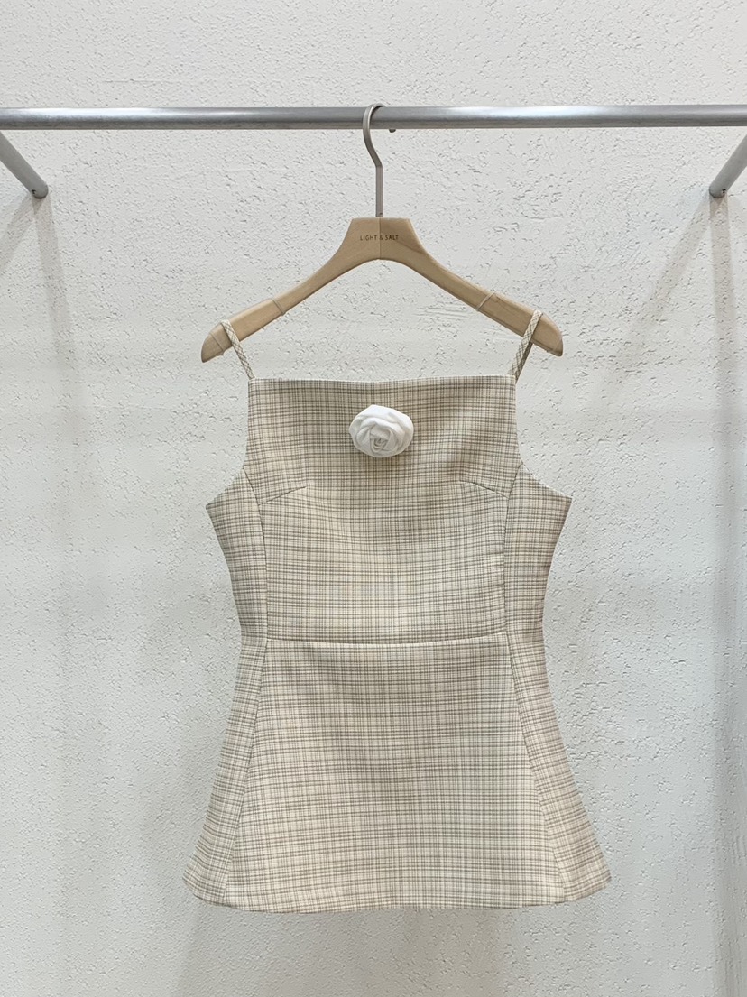 LIGHT AND SALT韓國直郵實拍女裝新品推薦吊帶背心含脖帶含飾品粗花呢LIGHT AND SALT吊帶/背心