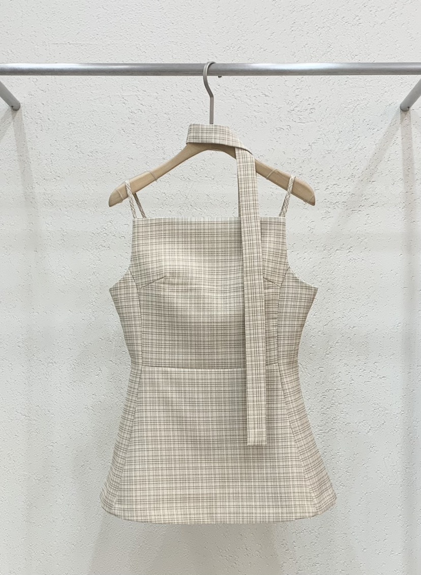 LIGHT AND SALT韓國直郵實拍女裝新品推薦吊帶背心含脖帶含飾品粗花呢LIGHT AND SALT吊帶/背心