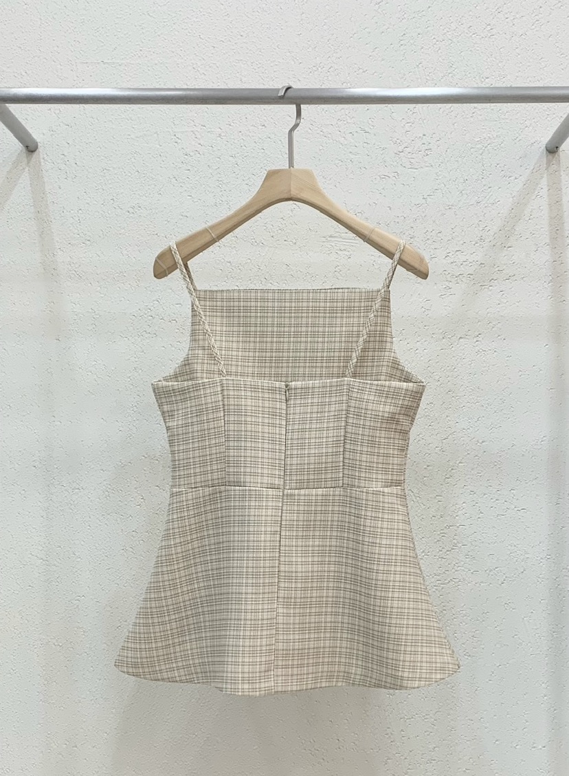 LIGHT AND SALT韓國直郵實拍女裝新品推薦吊帶背心含脖帶含飾品粗花呢LIGHT AND SALT吊帶/背心