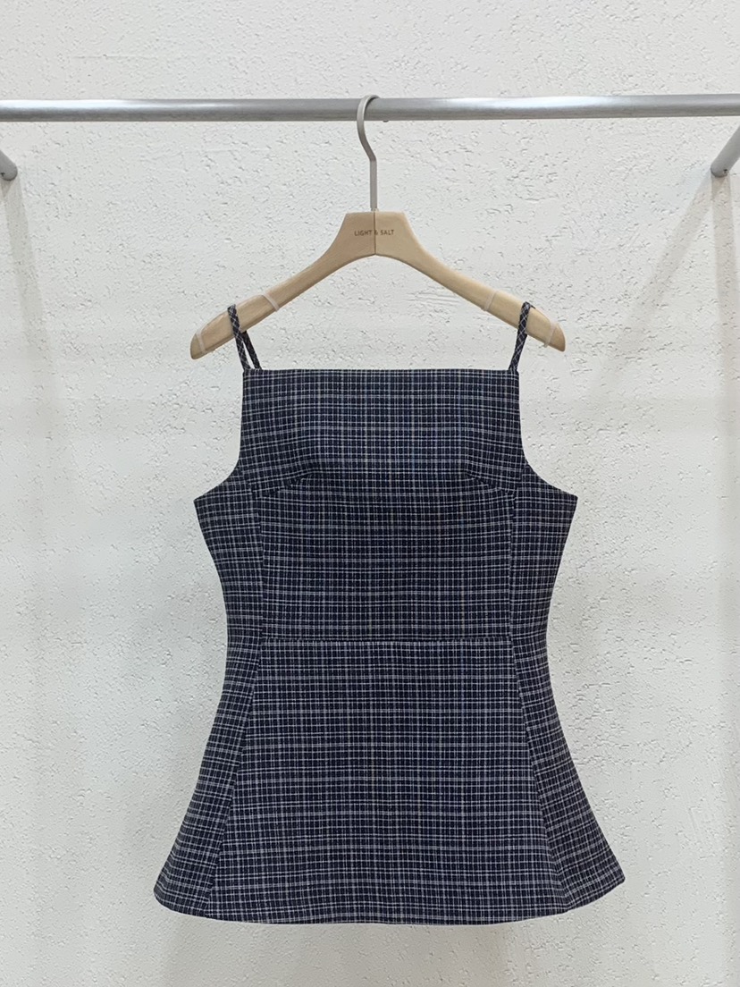 LIGHT AND SALT韓國直郵實拍女裝新品推薦吊帶背心含脖帶含飾品粗花呢LIGHT AND SALT吊帶/背心