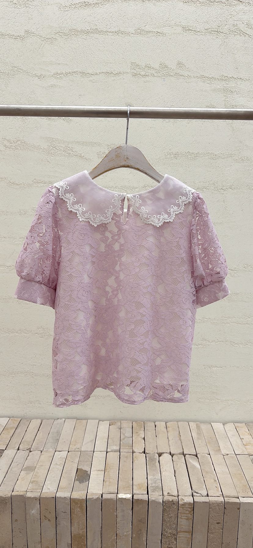 YARD韓國代購女士新款職業休閑推薦襯衫蕾絲衫珍珠領刺繡YARD襯衫/蕾絲衫