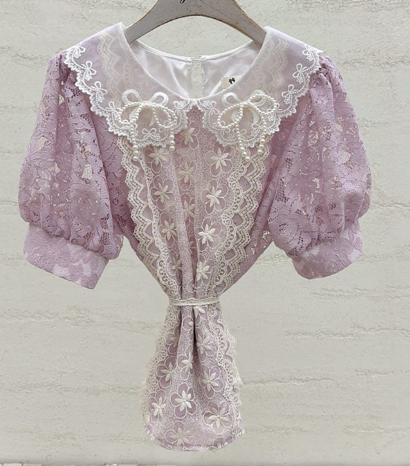 YARD韓國代購女士新款職業休閑推薦襯衫蕾絲衫珍珠領刺繡YARD襯衫/蕾絲衫圖色2