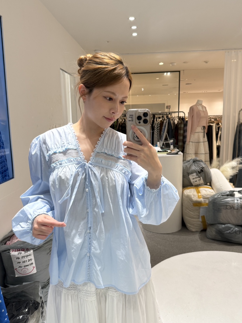 FABRIC韓國直郵女士新品職業推薦熱賣時尚休閑襯衫蕾絲衫FABRIC襯衫/蕾絲衫