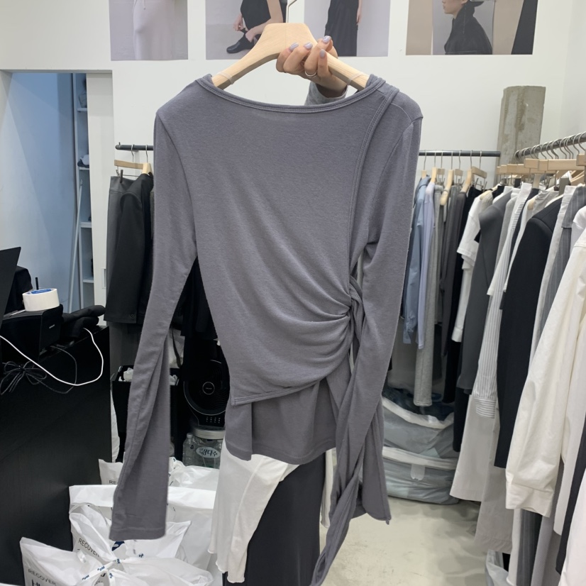 RECOVER韓國東大門直郵女裝新款26春夏職業長袖T恤假兩件RECOVER/MOMENT長袖T恤