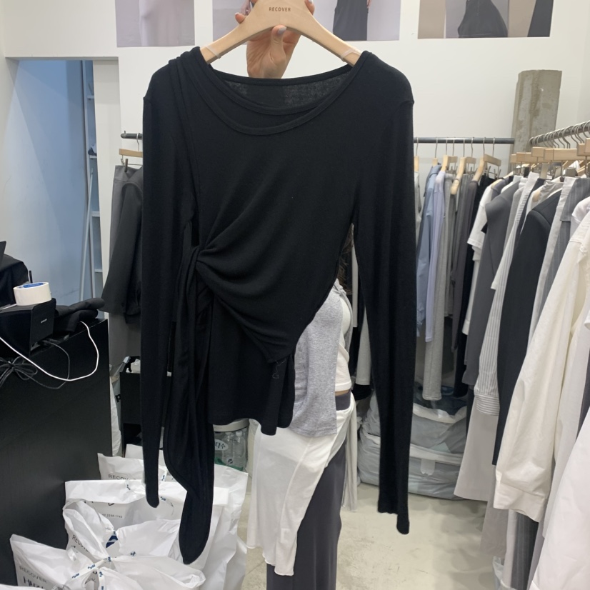 RECOVER韓國東大門直郵女裝新款26春夏職業長袖T恤假兩件RECOVER/MOMENT長袖T恤圖色3