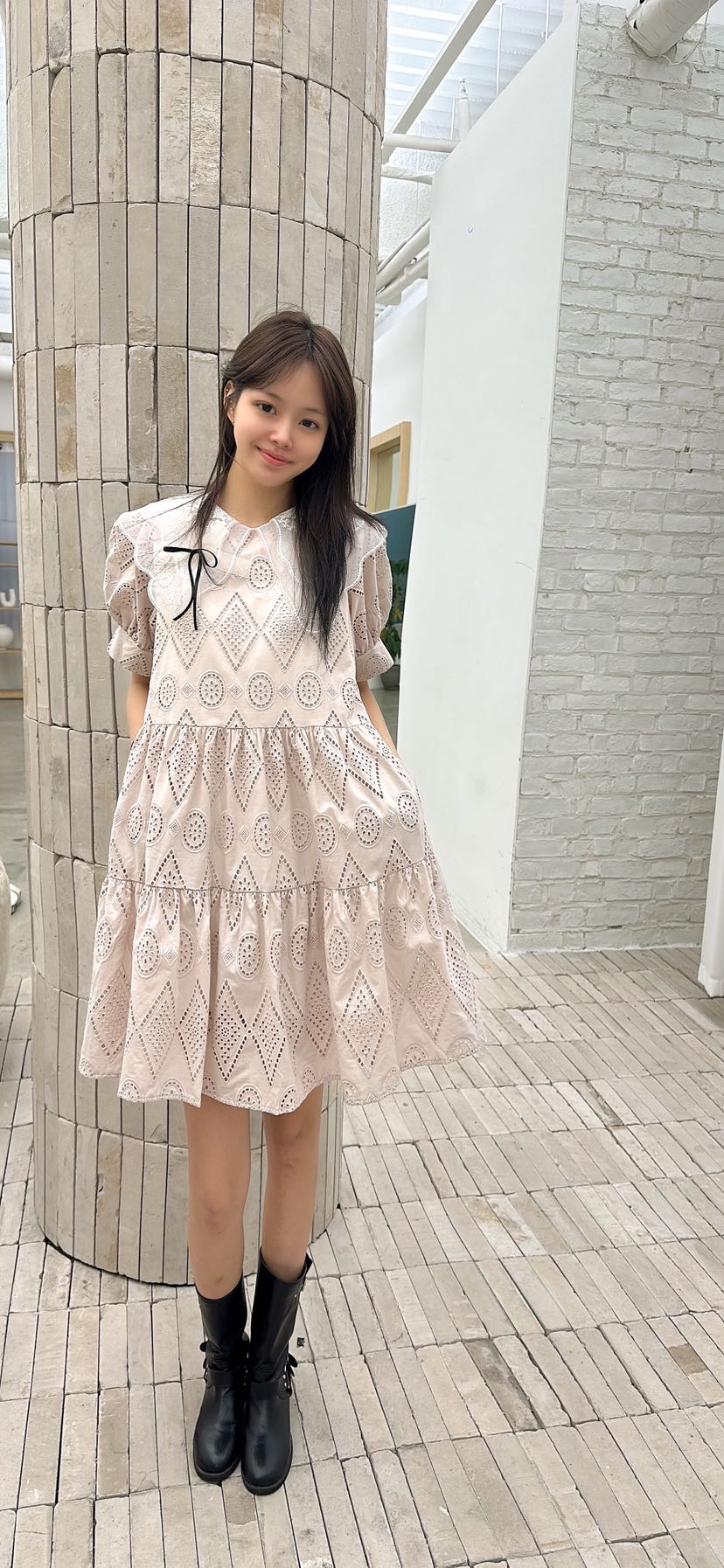 YARD韓國代購女裝新品時尚熱賣26春夏休閑推薦連衣裙含胸花YARD連衣裙