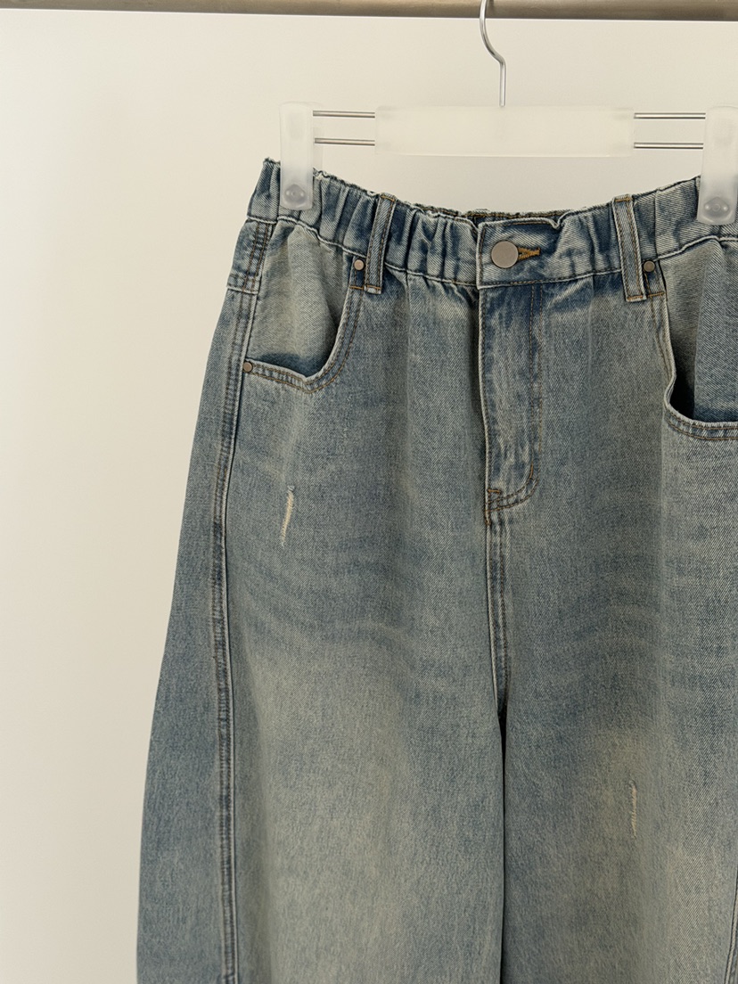 RIVER RAIN韓國直郵實拍女裝新品休閑熱賣26春夏牛仔褲條紋RIVER RAIN牛仔褲