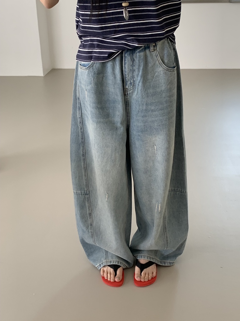 RIVER RAIN韓國直郵實拍女裝新品休閑熱賣26春夏牛仔褲條紋RIVER RAIN牛仔褲