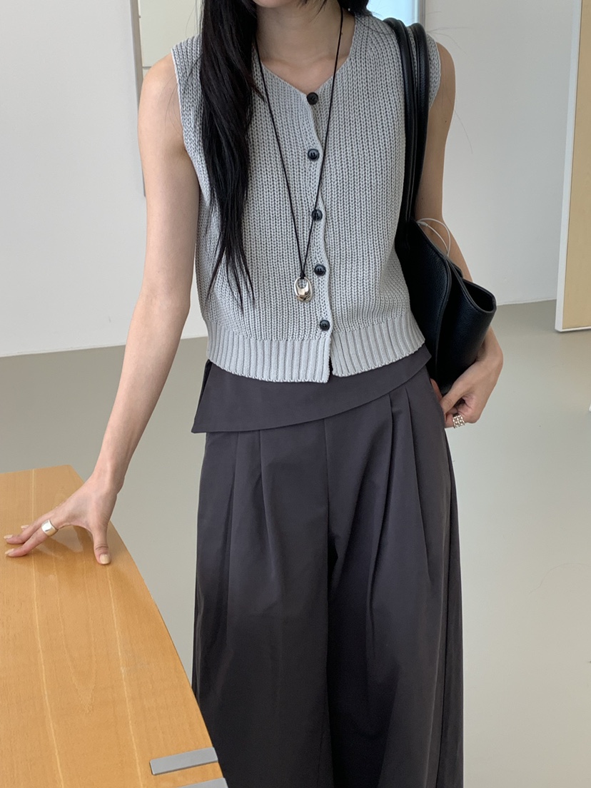 RIVER RAIN韓國直郵女士新款推薦休閑人氣26春夏馬甲開衫RIVER RAIN馬甲