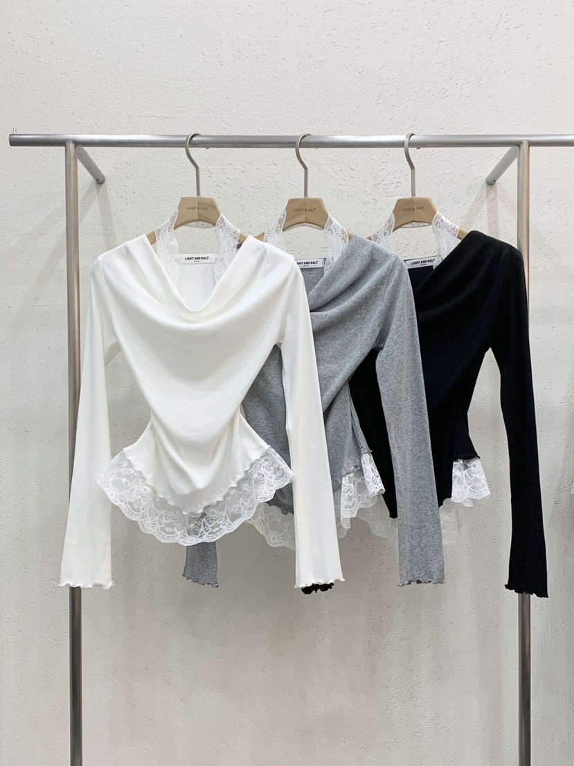LIGHT AND SALT韓國東大門代購女裝新品職業長袖T恤假兩件LIGHT AND SALT長袖T恤