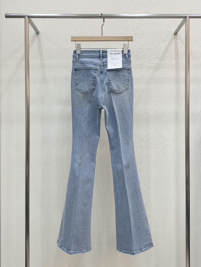 LIGHT AND SALT韓國東大門直郵女士新品職業牛仔褲喇叭LIGHT AND SALT牛仔褲