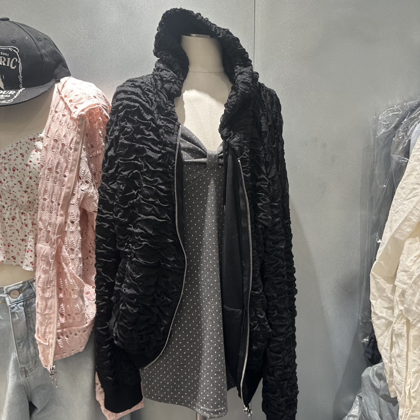 RIBBON韓國東大門直郵女士新款休閑26春夏衛衣連帽衫拉鏈絨RIBBON衛衣圖色2