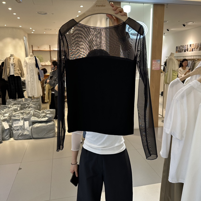 RENDER韓國直郵女裝新品26春夏推薦職業熱賣休閑長袖T恤透明RENDER長袖T恤圖色3