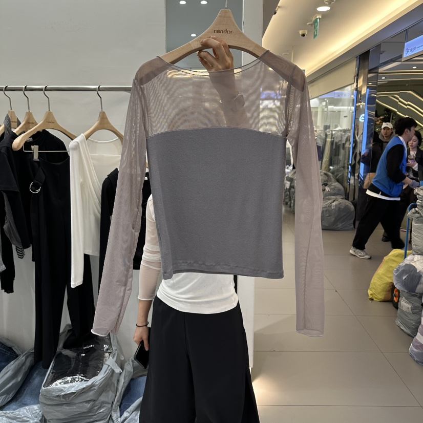 RENDER韓國直郵女裝新品26春夏推薦職業熱賣休閑長袖T恤透明RENDER長袖T恤圖色4